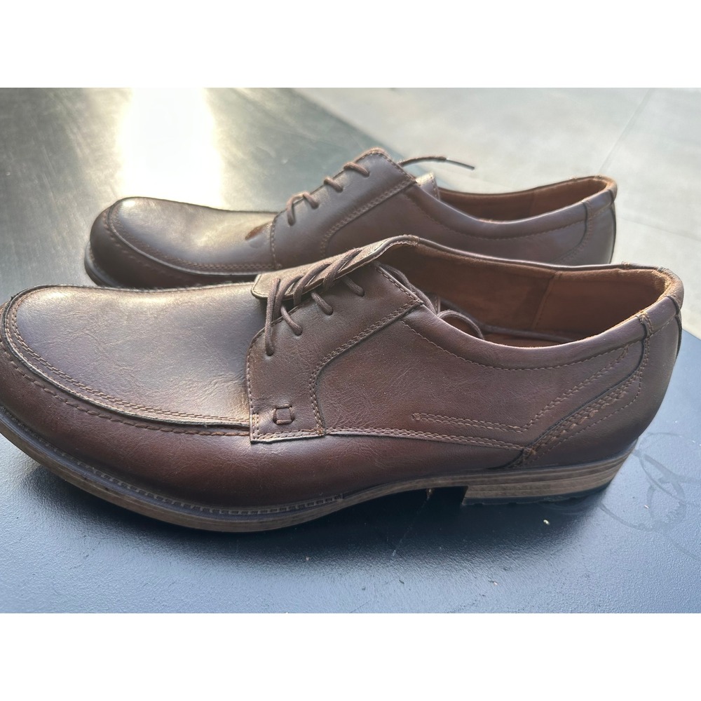 St. Johns Bay Balsam Mens Brown Memory Foam Moc Toe Oxford Dress Shoes 13M